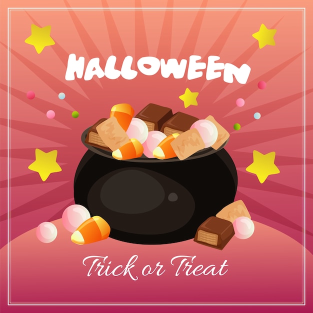 Halloween card with pot of treat