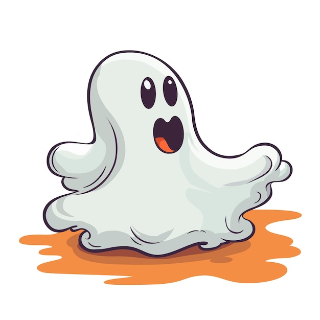 Halloween cartoon ghost isolated on white background