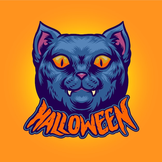 halloween cat head character