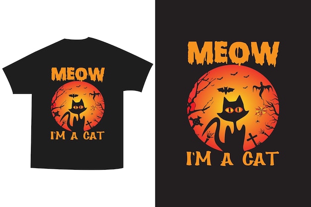 Halloween cat t shirt vector design