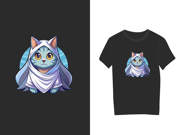 Halloween Cat Tshirt Vector Illustration