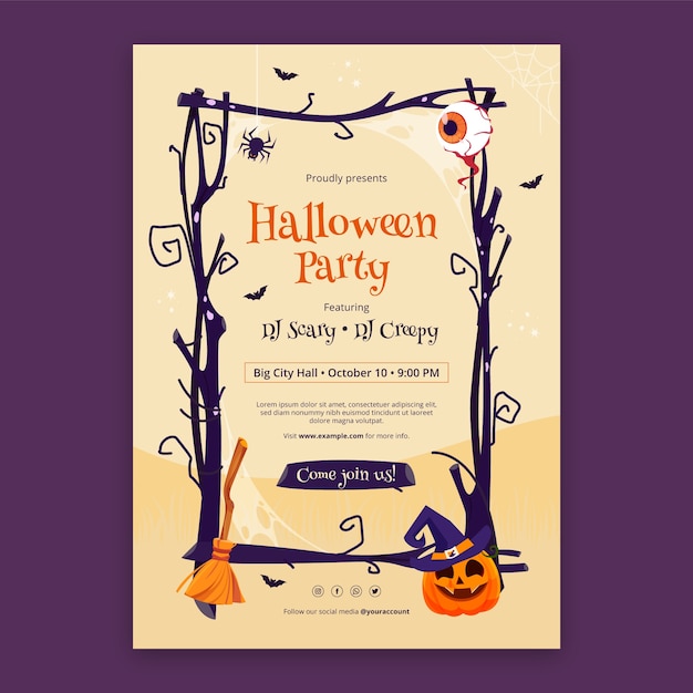 Halloween celebration flat design vertical poster template