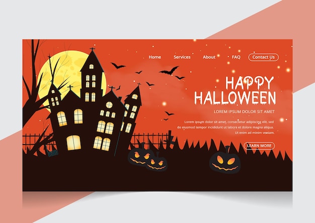 Halloween celebration landing page design and editable template