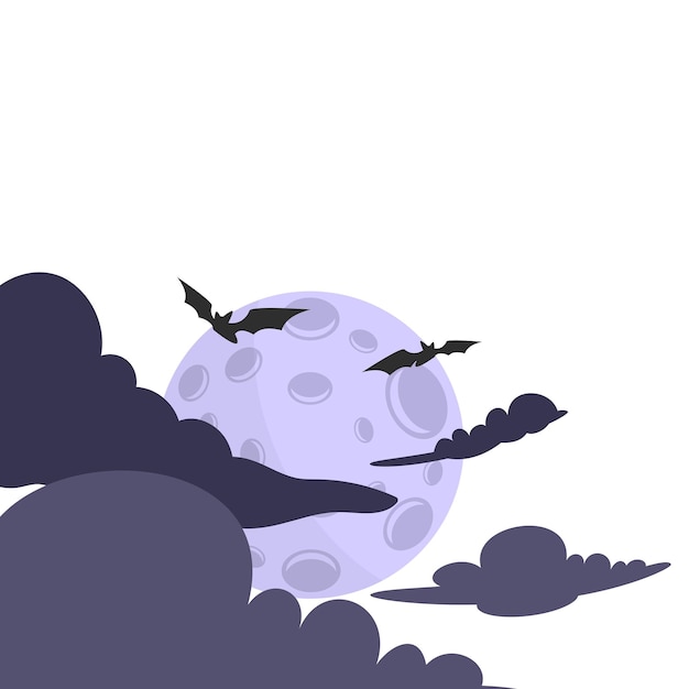 Vector halloween cloud with full moon corner decoration