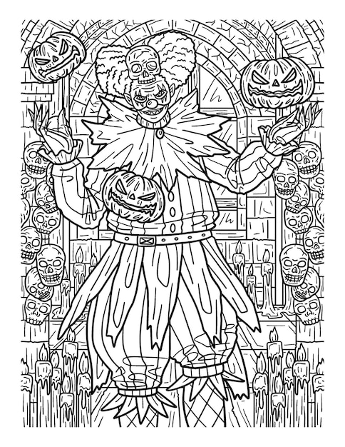 Halloween Clown Coloring Page for Adults