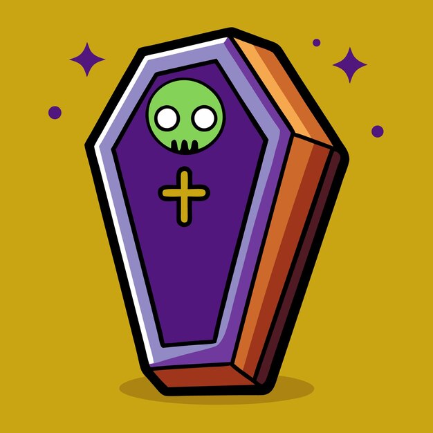 Halloween coffin Cartoon Vector Icon Illustration Flat Cartoon Style