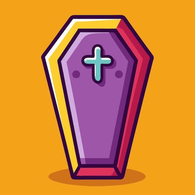 Halloween coffin Cartoon Vector Icon Illustration Flat Cartoon Style