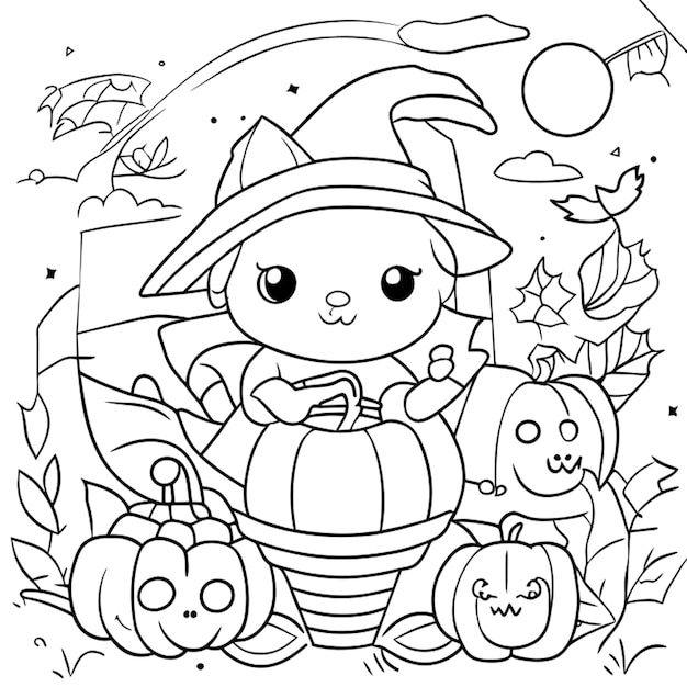 halloween coloring activity book for kids ages 412 vector illustration line art