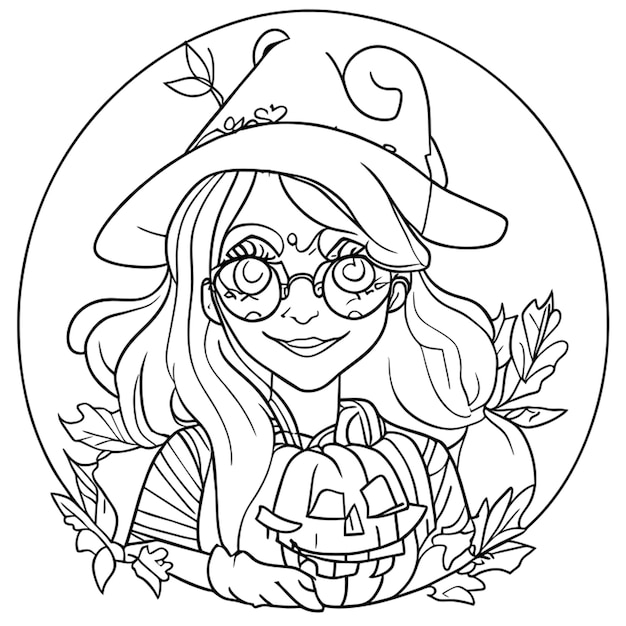 halloween coloring book for teens vector illustration line art