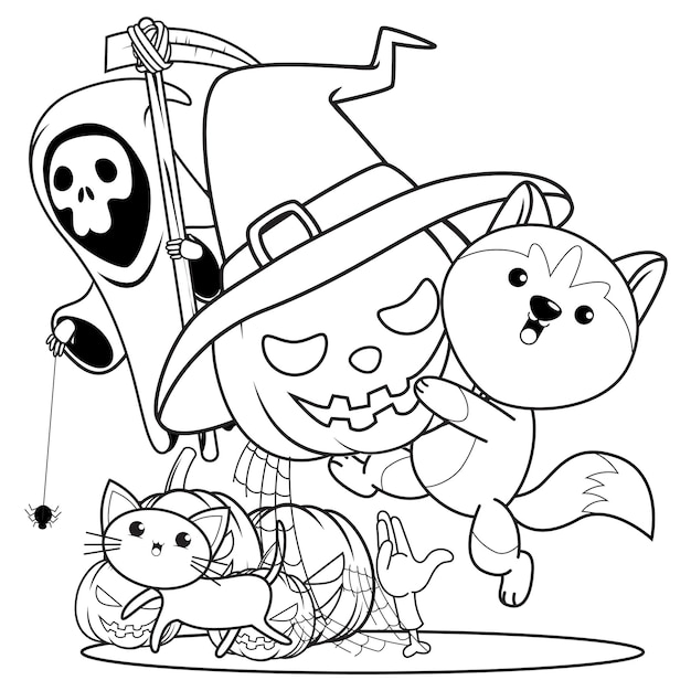 Halloween coloring book with cute husky5