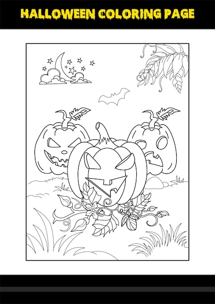 Halloween coloring page for kids Line art coloring page design for kids