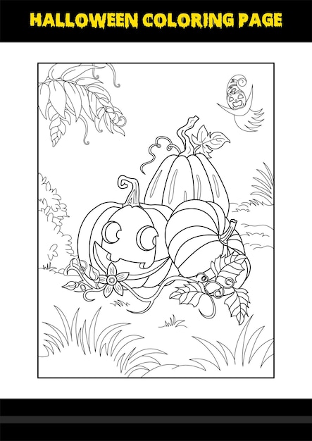 Halloween coloring page for kids Line art coloring page design for kids