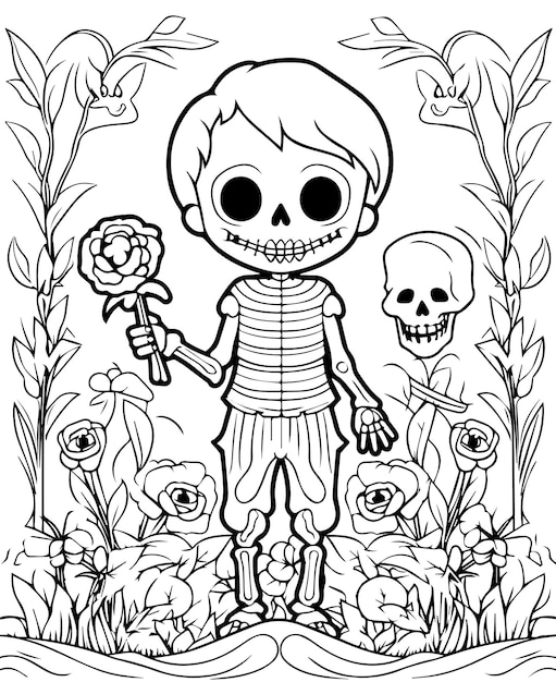 Vector halloween coloring page kids