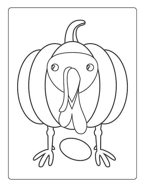 Halloween Coloring Pages for kids with Hand drawn black color pumpkin sketch illustration