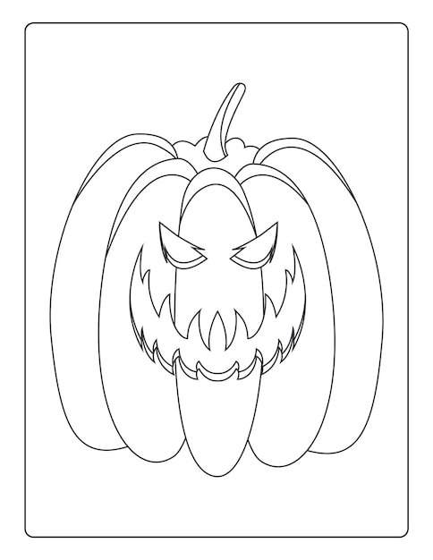 Halloween Coloring Pages for kids with Hand drawn black color pumpkin sketch illustration