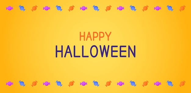 Halloween commemorative orange gradation and candy frame banner design.