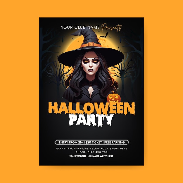 Vector halloween costume contest print flyer or poster or halloween night party flyer or poster template