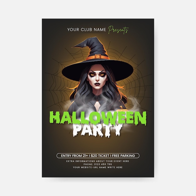 Vector halloween costume contest print flyer or poster or halloween night party flyer or poster template