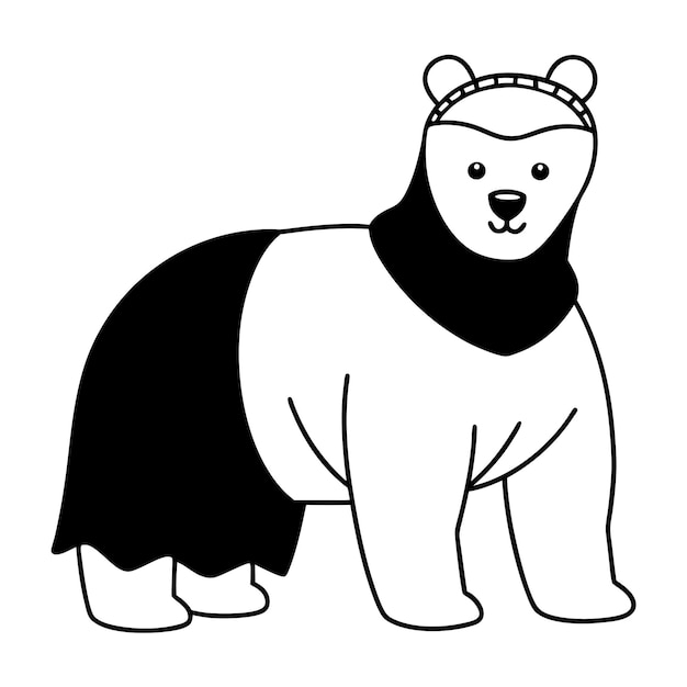 Vector halloween costume polar bear vector art colorful line amp silhouette illustration