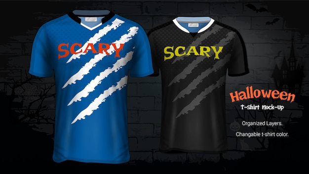 Vector halloween costume t-shirts mockup template