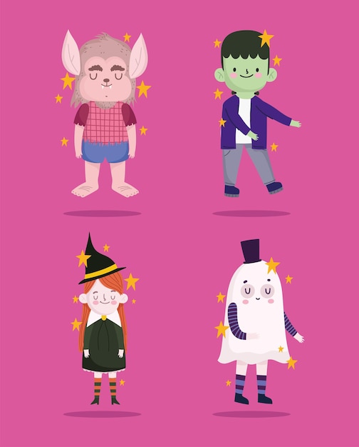 Vector halloween costumes set