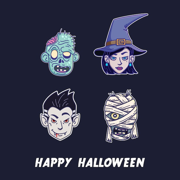 Halloween creature/monster illustration set