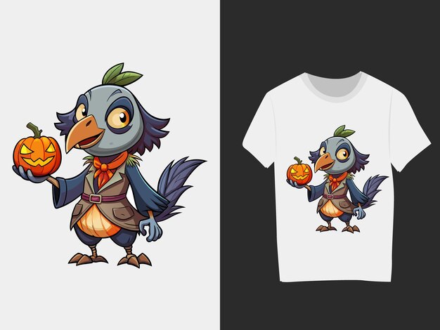 Vector halloween crow tshirt vector illustration design