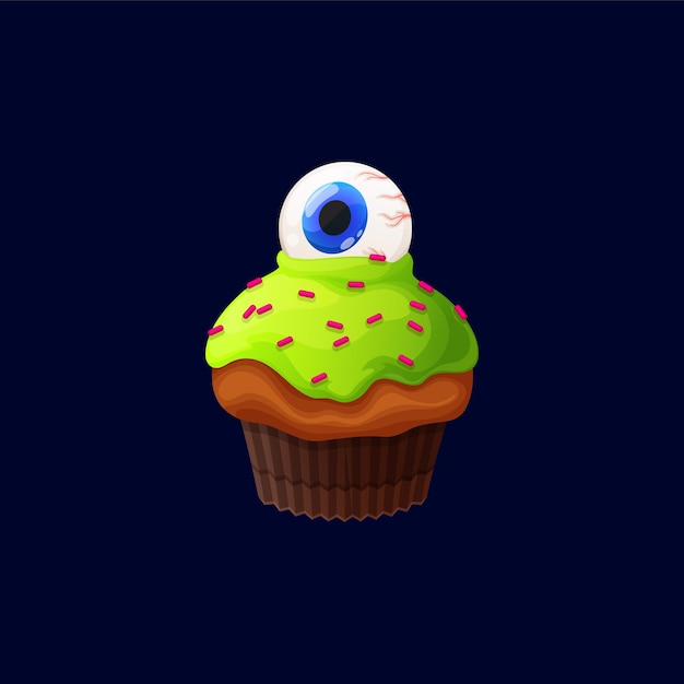 Halloween cupcake food decorated by human eye ball