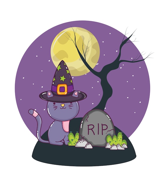 Halloween cute cat cartoon