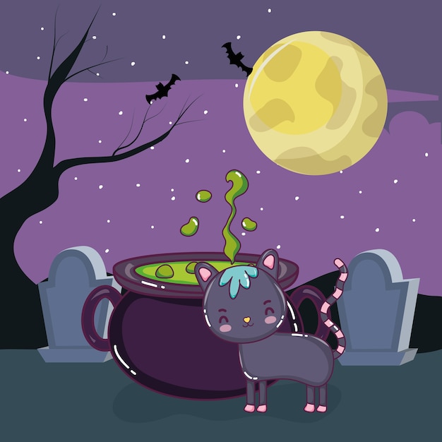 Halloween cute cat cartoons