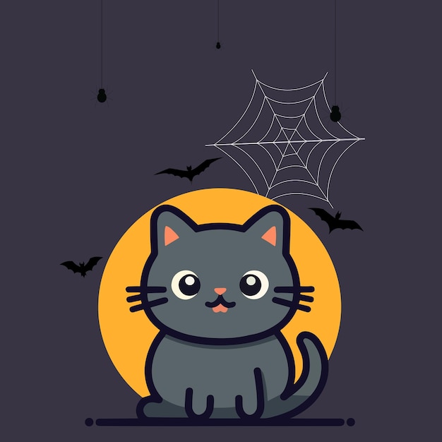 Halloween cute cat vector material