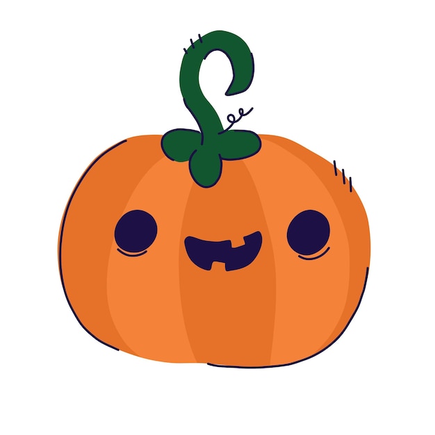 Halloween cute pumpkin character. Cute cartoon pumpkin. Vector halloween illustration on white