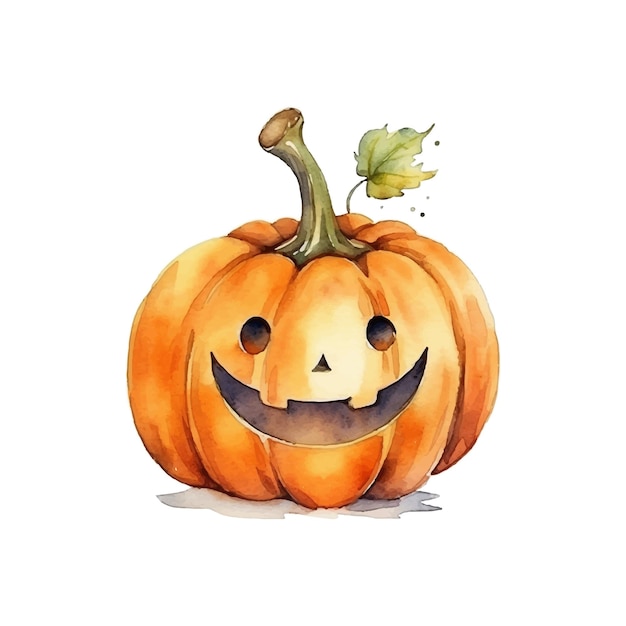 Halloween cute pumpkin Watercolor vector