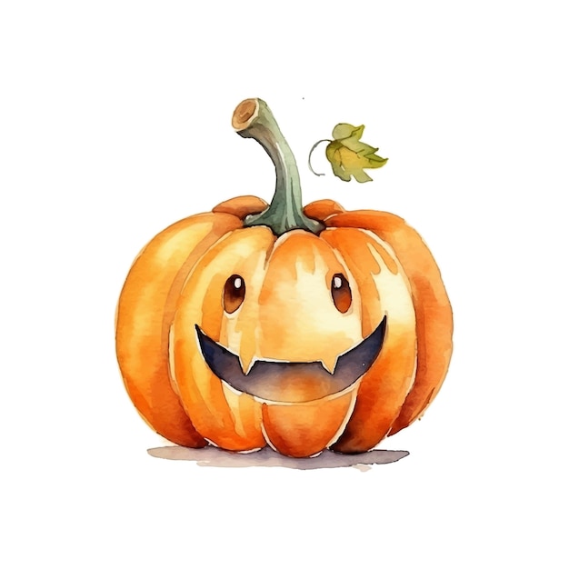 Halloween cute pumpkin Watercolor vector