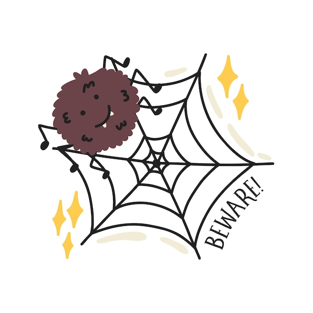 Halloween cute Spider with web