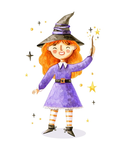 halloween cute witch illustration