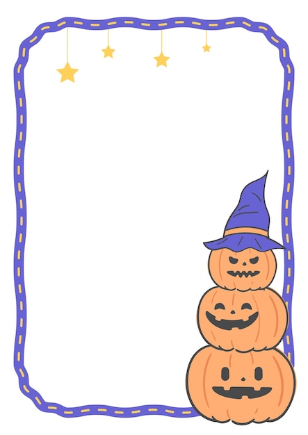 Halloween Day pumpkin and dotted frame illustration.