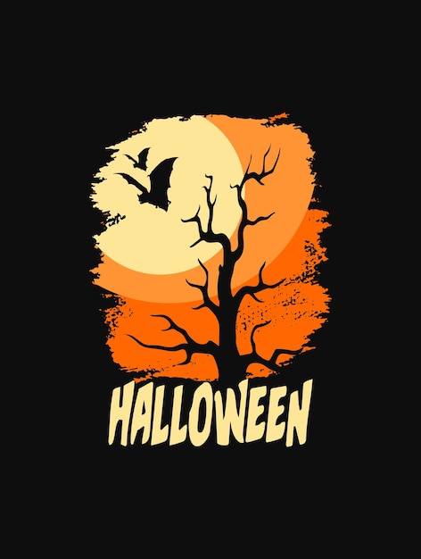 Halloween Day T-shirt Design Illustration Print Template