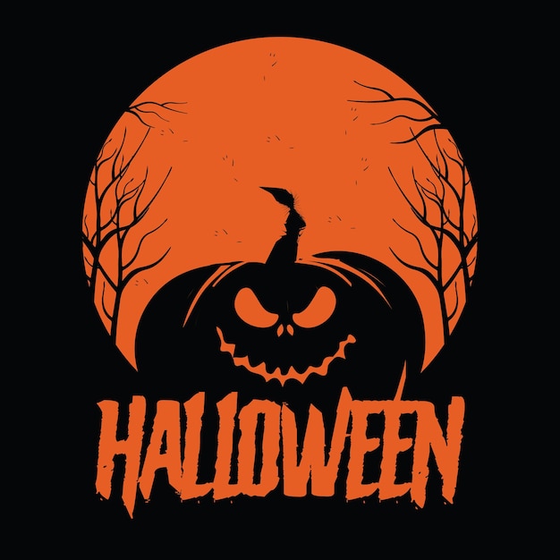 Halloween design spooky pumpkin in the dark Halloween t shirt design