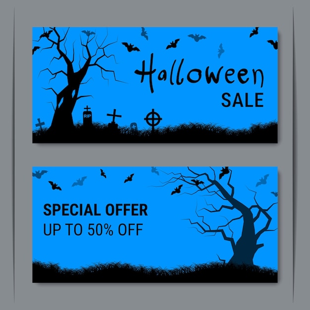 Halloween discount coupon vector design template