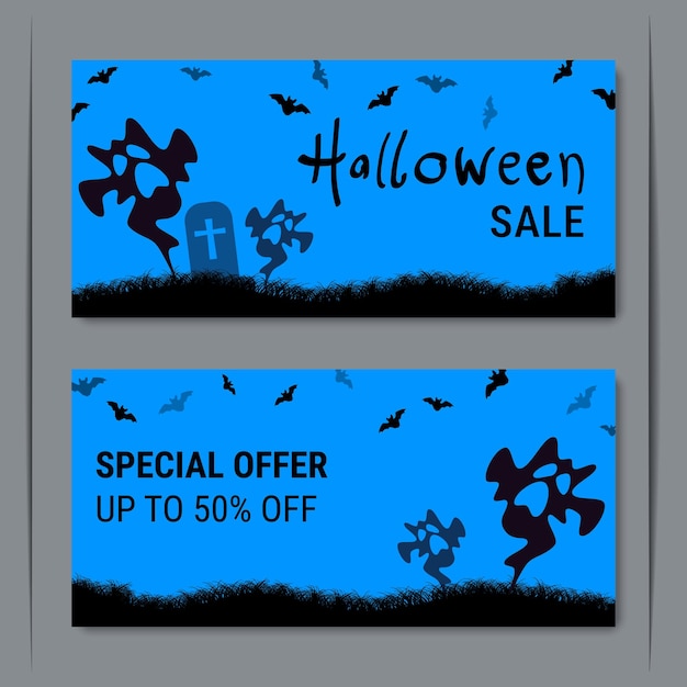 Halloween discount coupon vector design template