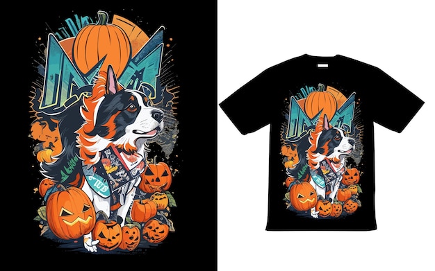 Halloween Dog T Shirt Design Vector for Happy Halloween