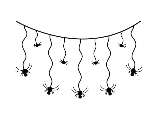 Halloween doodle decorative spooky element isolated. Hand drawn vector outline spiders clip art