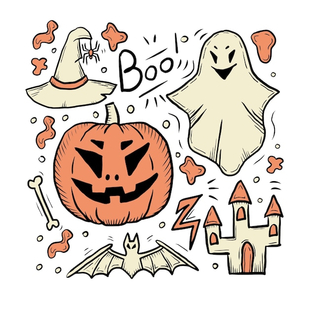 Halloween doodle elements collection