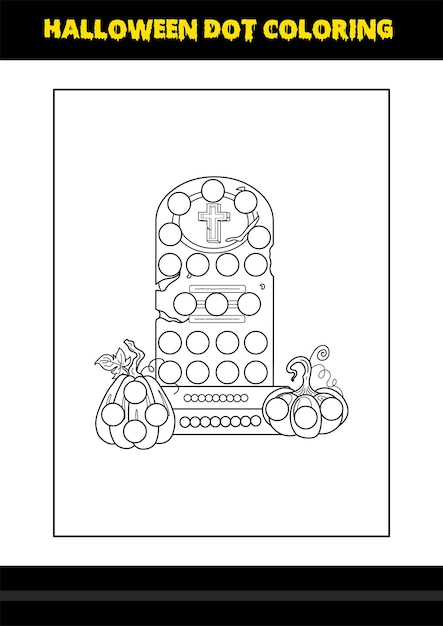 Halloween dot coloring page for kids Line art coloring page design for kids