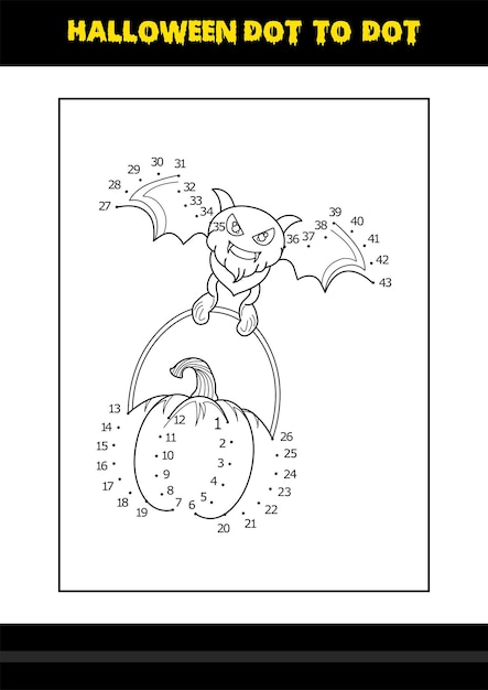 Halloween dot to dot coloring page for kids Line art coloring page design for kids