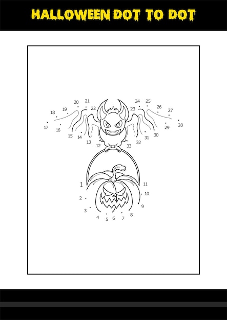 Halloween dot to dot coloring page for kids Line art coloring page design for kids