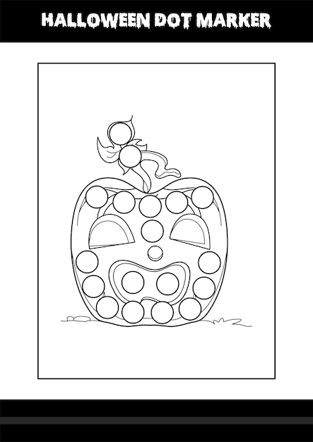 Halloween dot marker coloring page for kids. Line art coloring page design for kids.