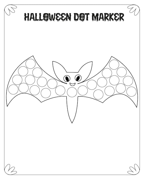 Halloween Dot Marker Coloring Pages for Kids Premium Vector