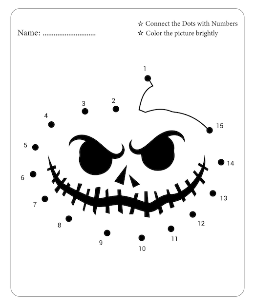 Halloween Dot Marker Coloring Pages for Kids Premium Vector